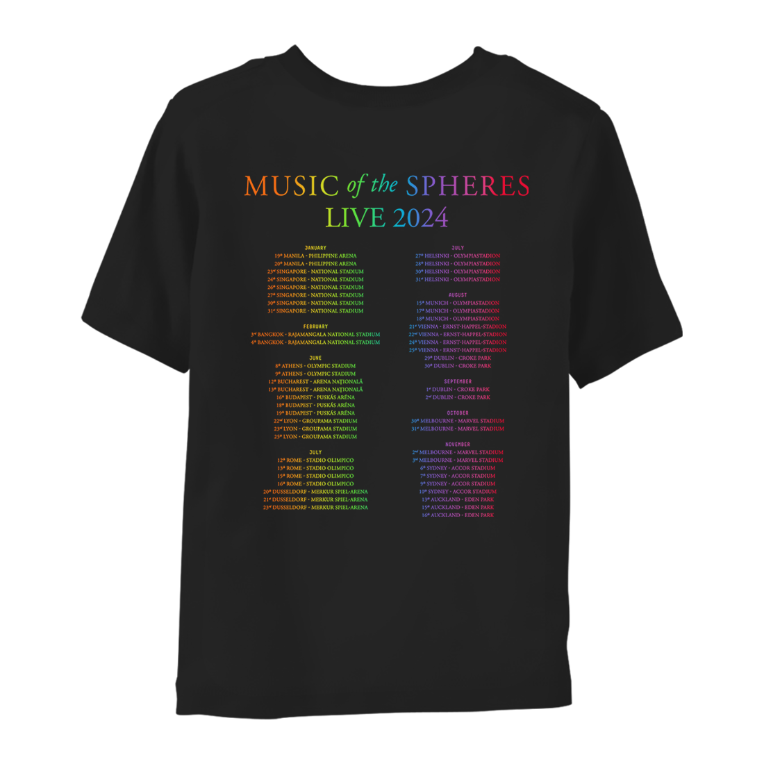 Music Of The Spheres World Tour 2024 Youth Tee - Black