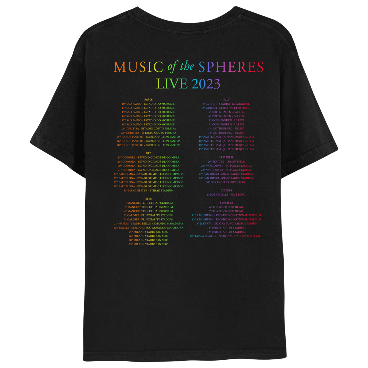 2023 CARDIFF MUSIC OF THE SPHERES Limited Edition TOUR TEE