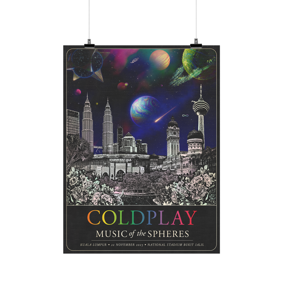 Kuala Lumpur 2023 Music Of The Spheres Tour Poster - Hand Numbered Limited Edition Art Print